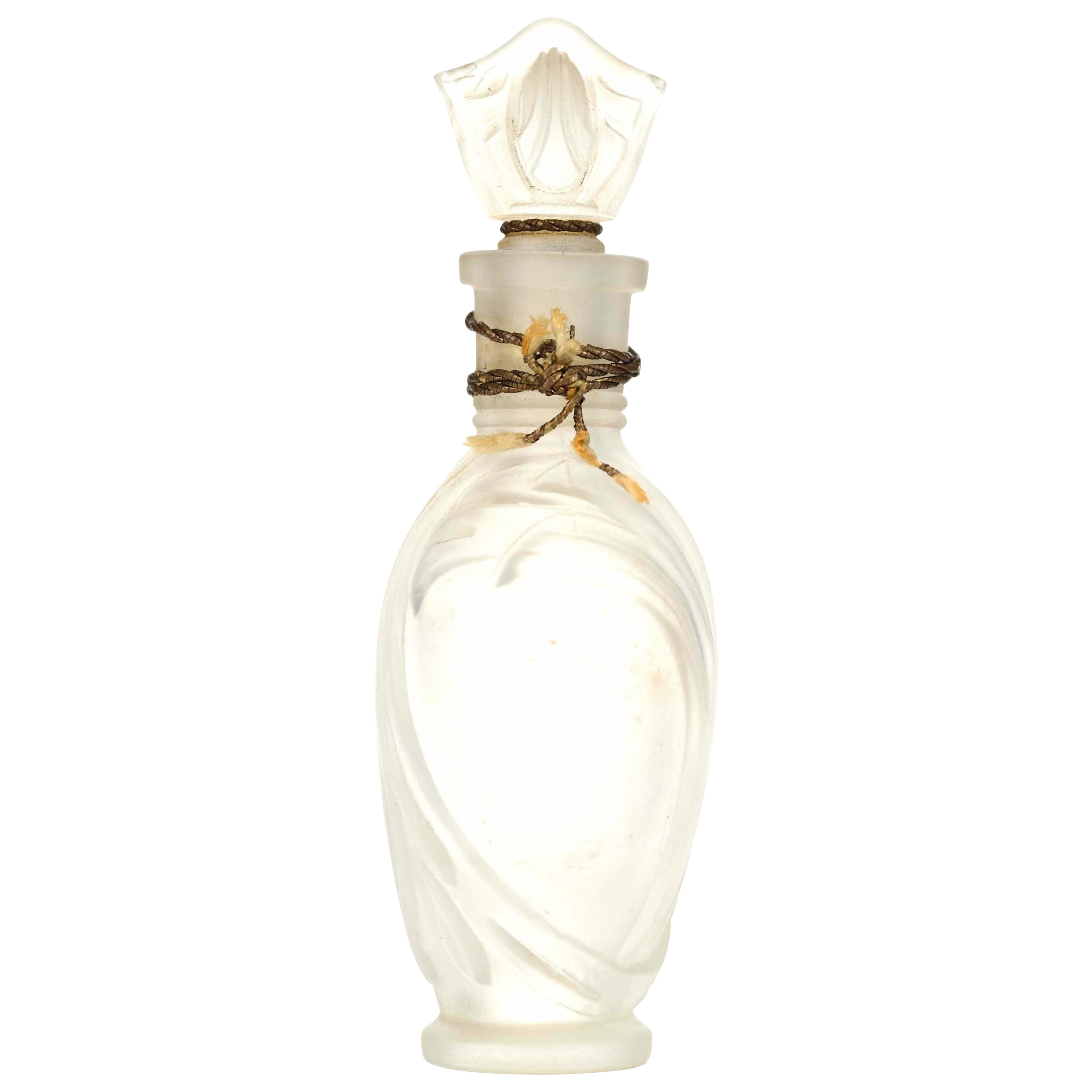 French Art Deco Frosted Glass Perfume Bottle