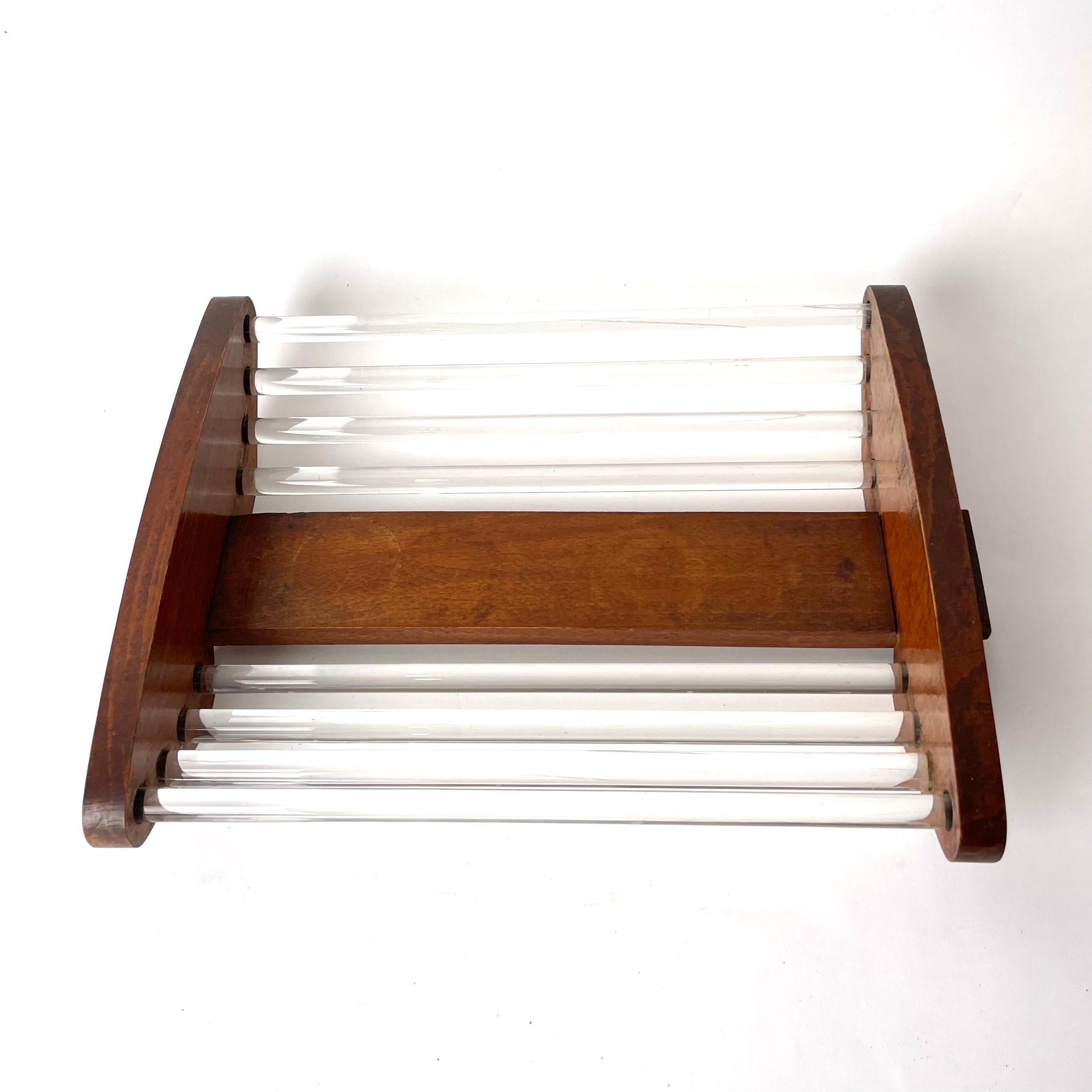 French Art Deco Fruit Platter, Beech Wood with Glass Rods, 1920s In Good Condition For Sale In Knivsta, SE