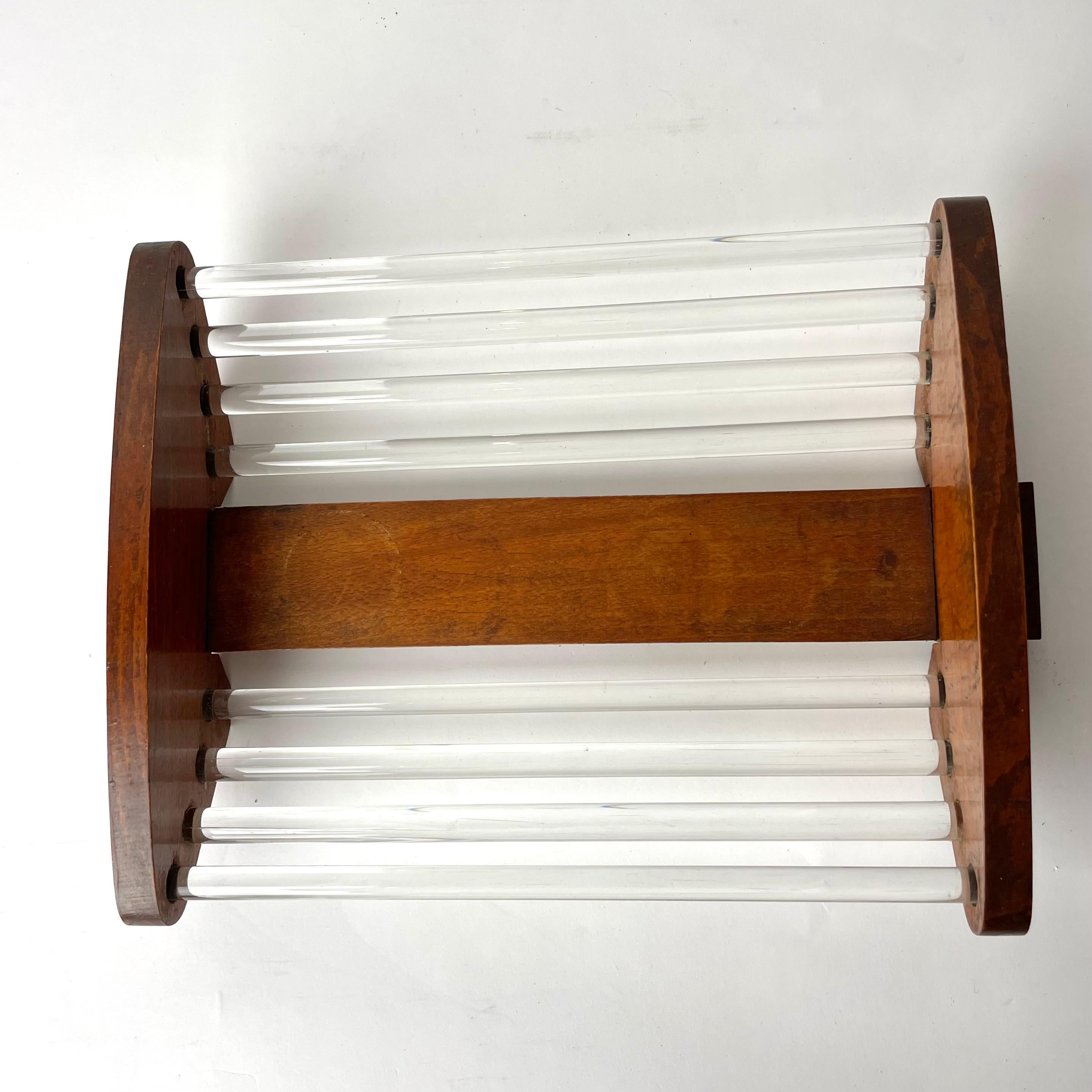 French Art Deco Fruit Platter, Beech Wood with Glass Rods, 1920s For Sale 1