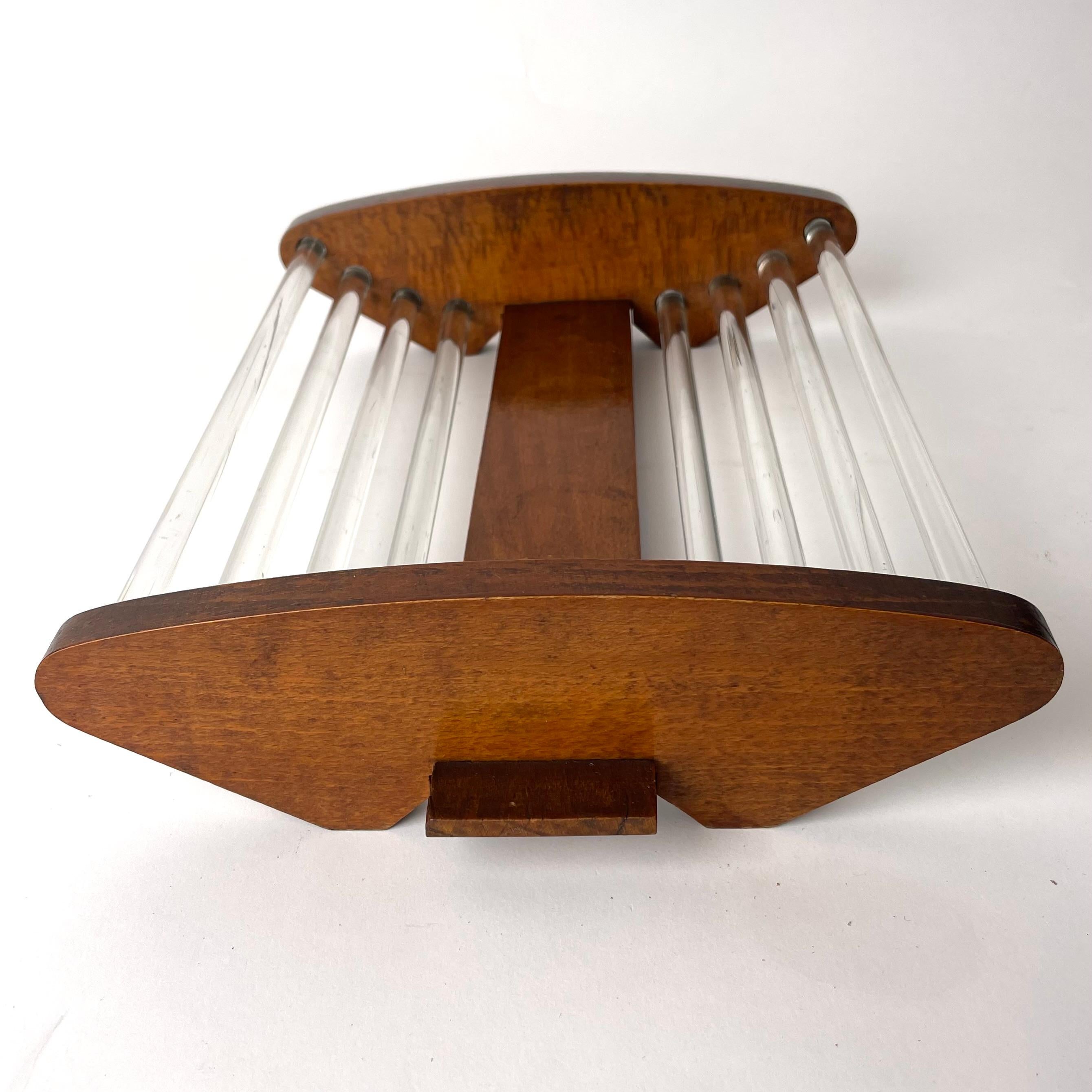 French Art Deco Fruit Platter, Beech Wood with Glass Rods, 1920s For Sale 2