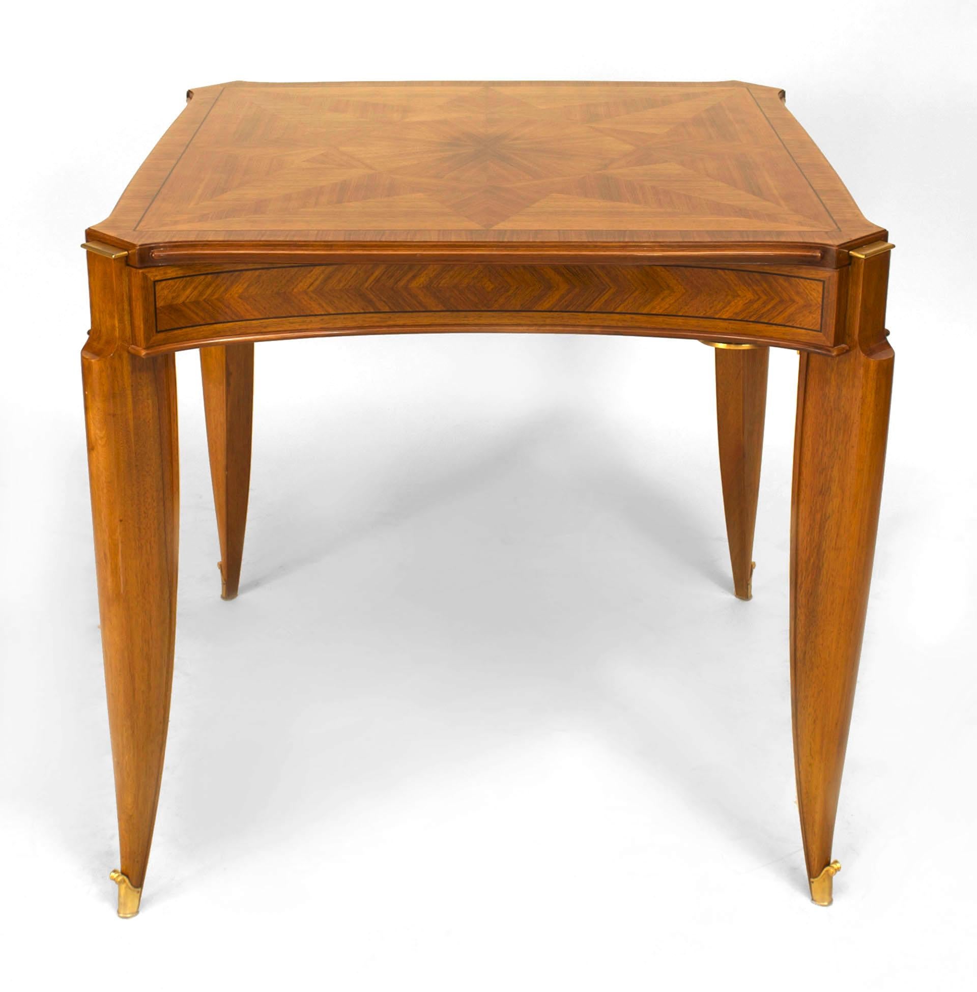 French Art Deco Pascaud Light Mahogany Game Table In Good Condition For Sale In New York, NY