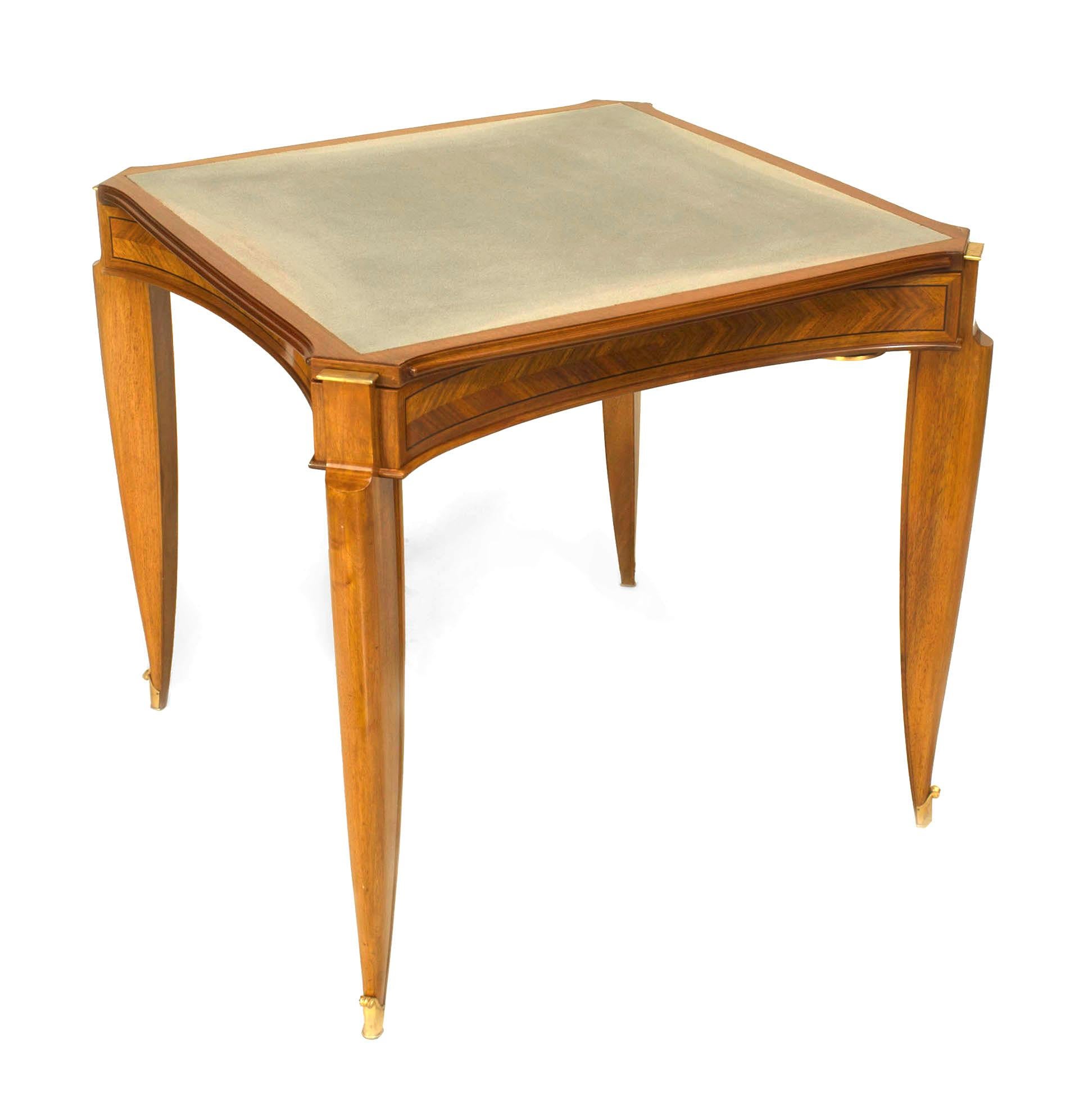 Mid-20th Century French Art Deco Pascaud Light Mahogany Game Table For Sale