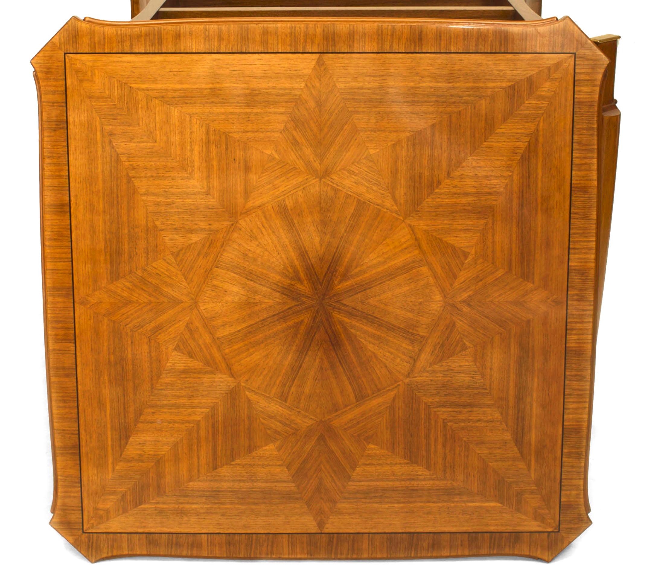 French Art Deco Pascaud Light Mahogany Game Table For Sale 1