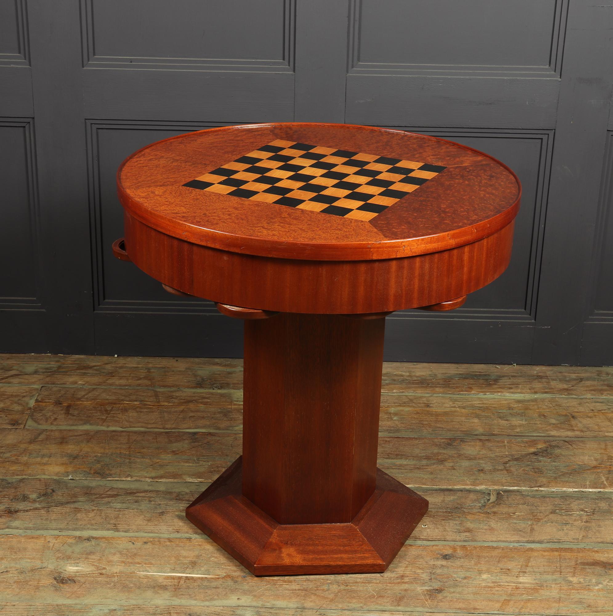 Mahogany French Art Deco Games Table, c1920