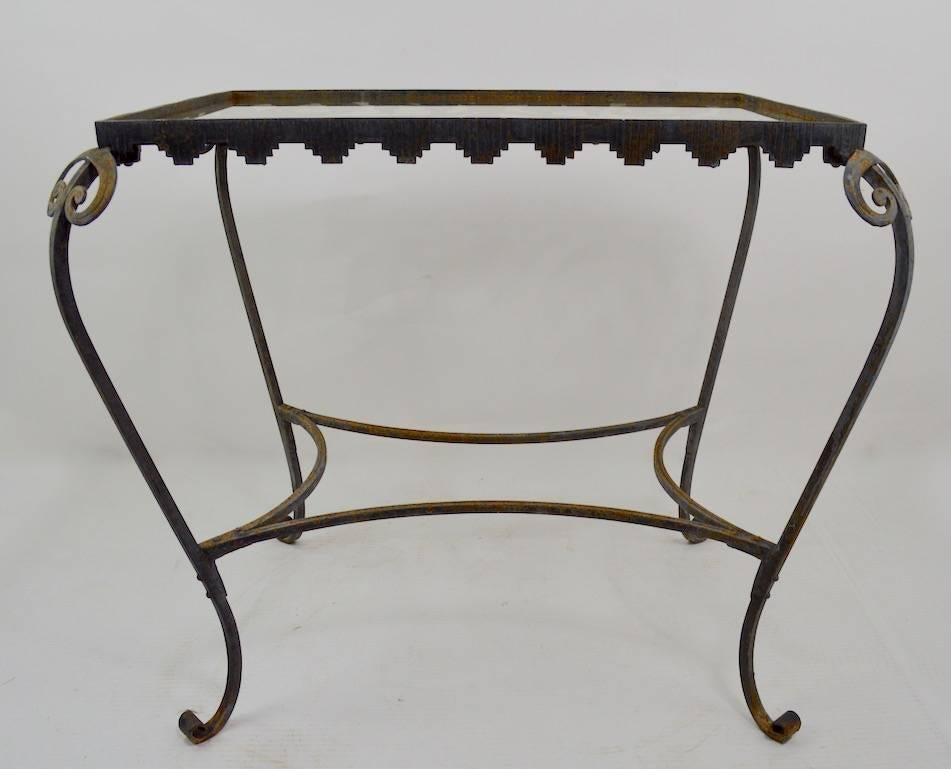 French Art Deco Garden Table with Glass Top In Good Condition In New York, NY