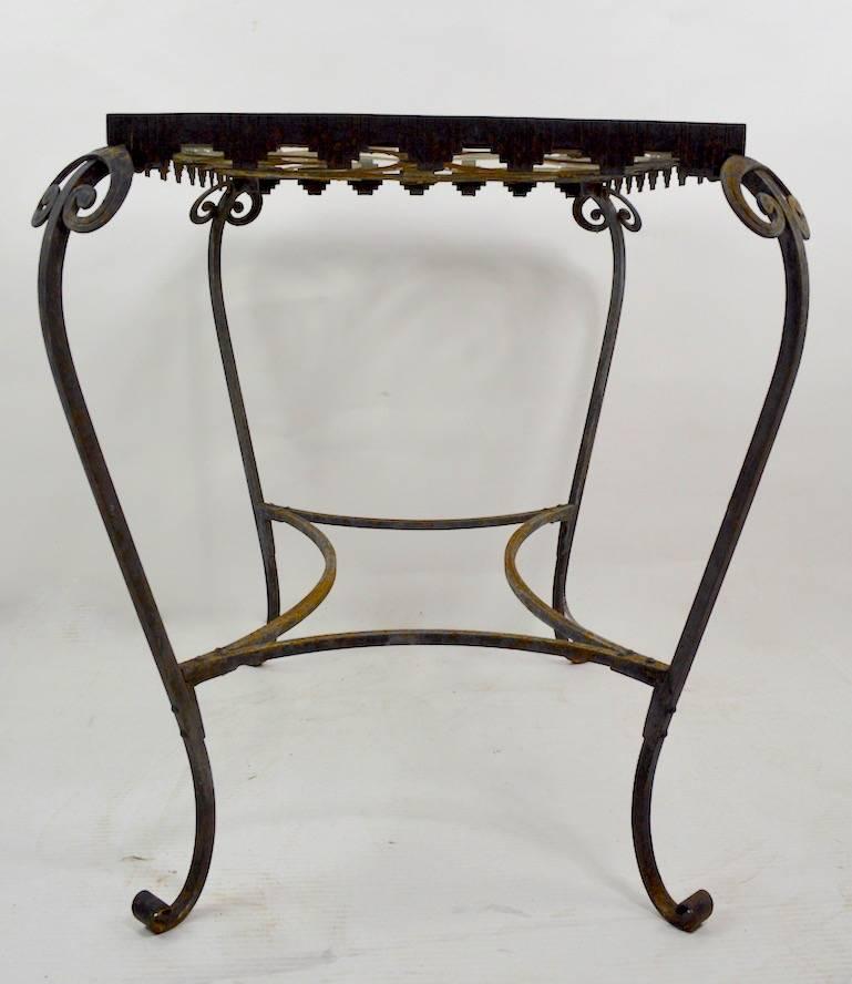 French Art Deco Garden Table with Glass Top 4