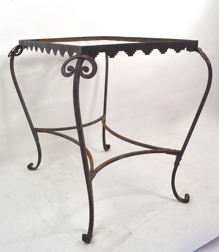 French Art Deco Garden Table with Glass Top 5