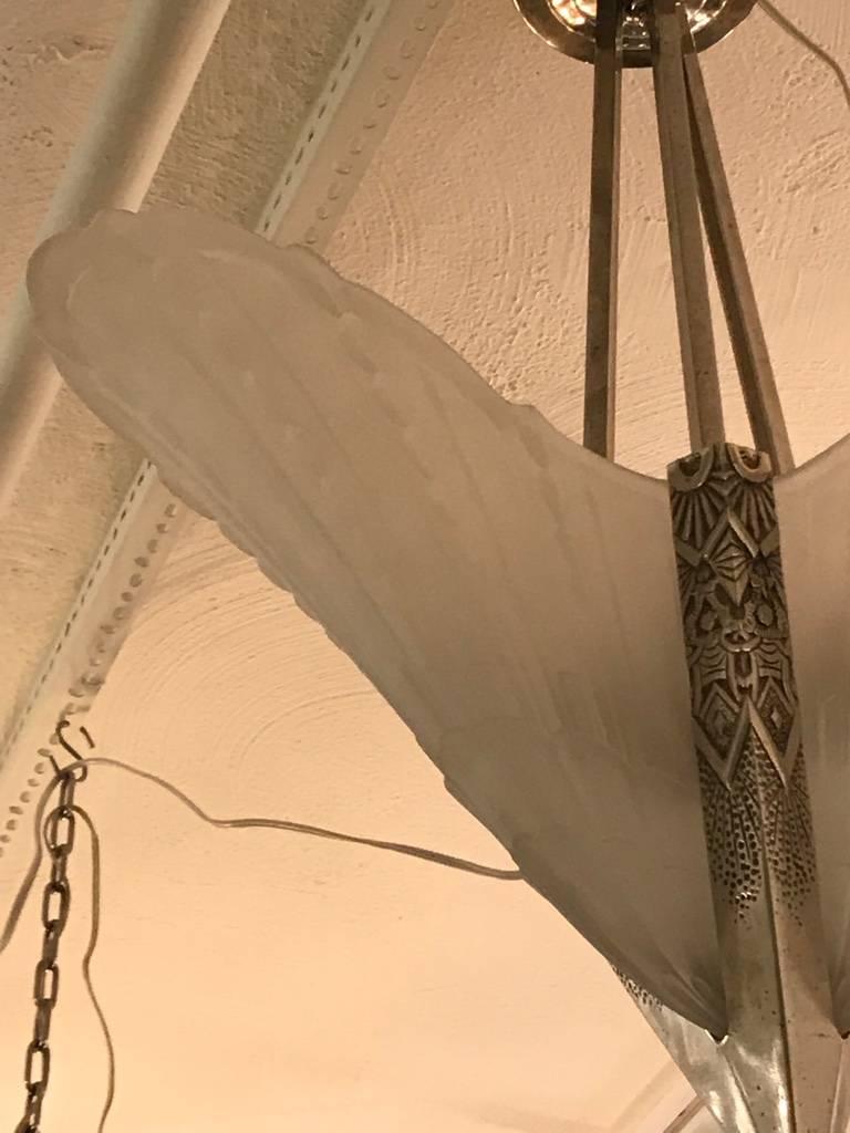 Araña geométrica francesa Art Déco de E.J.G. en venta 1
