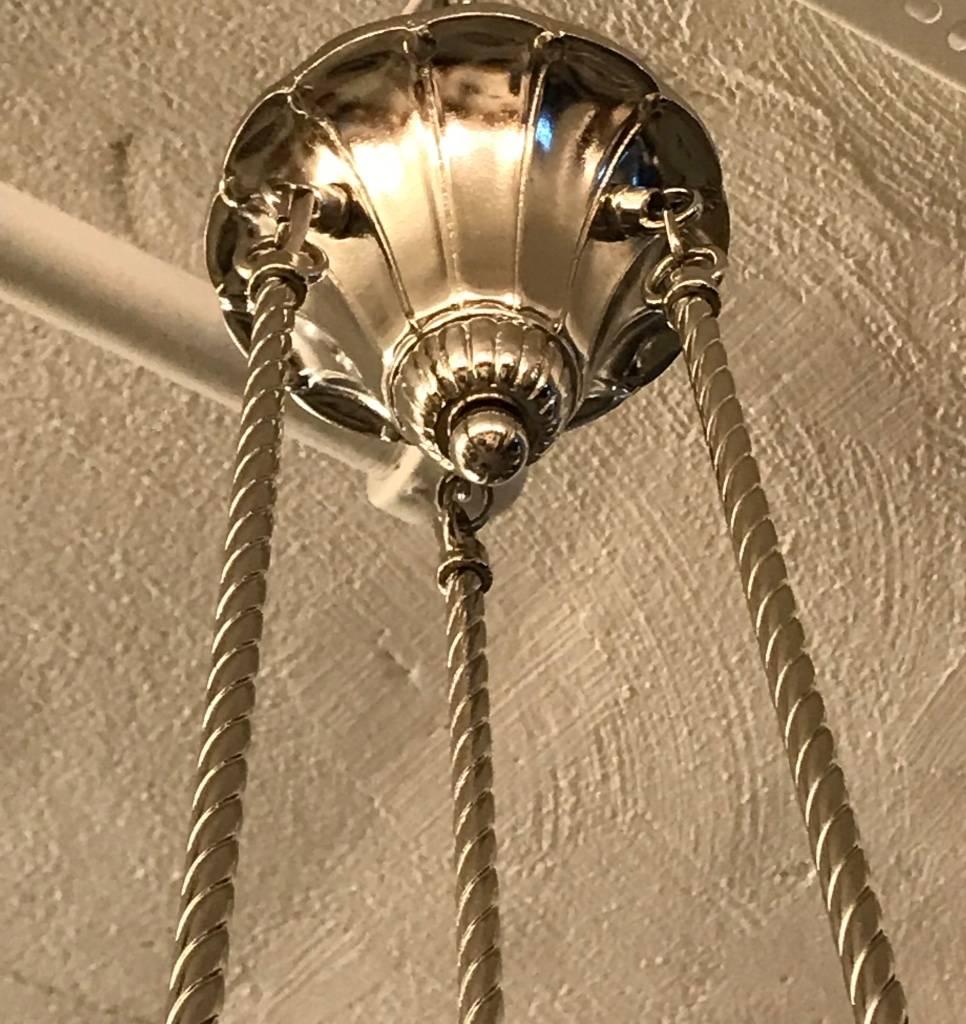 French Art Deco Geometric Chandelier Pendant by Schneider For Sale 3