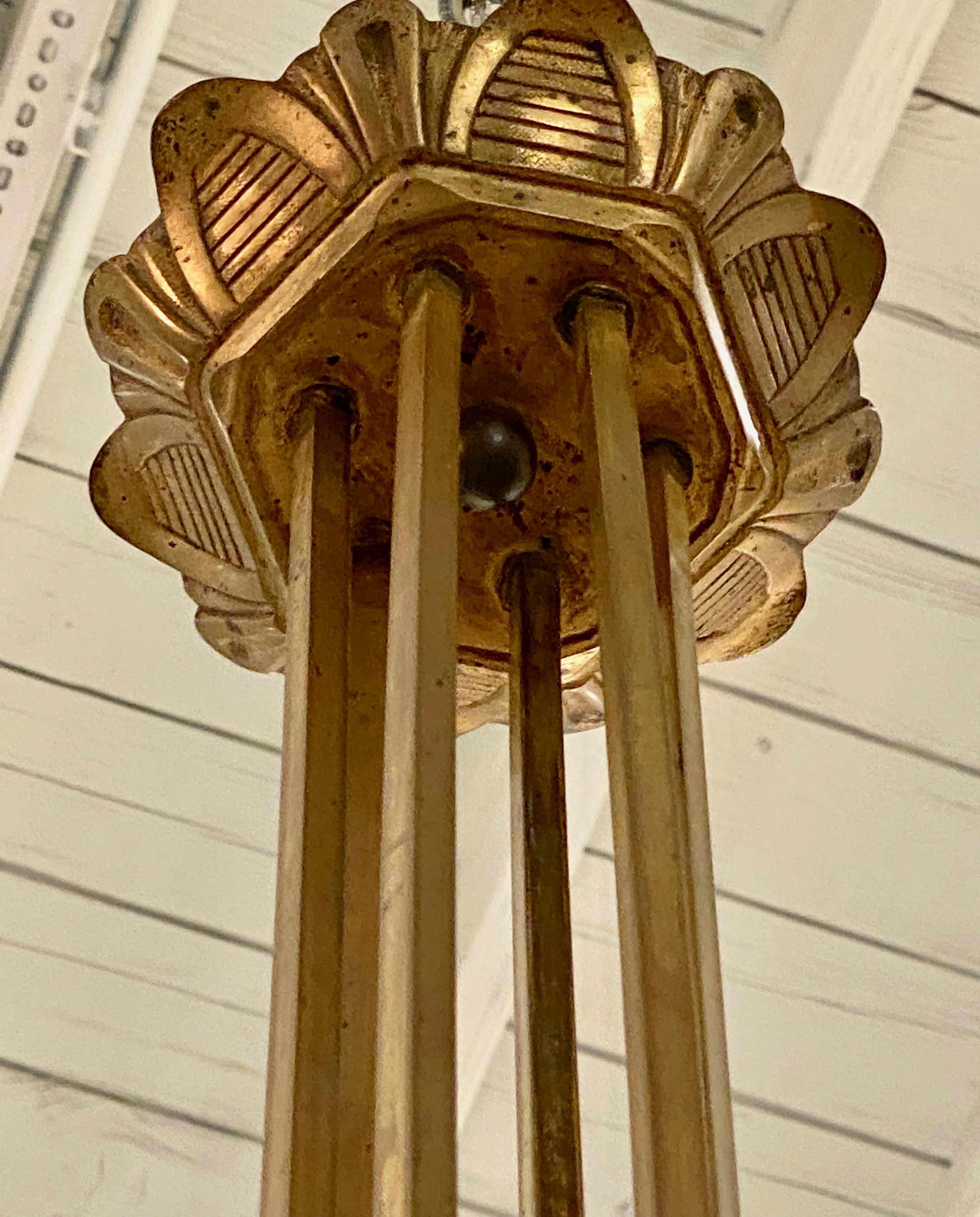 French Art Deco Geometric Chandelier Signed by Schneider For Sale 5