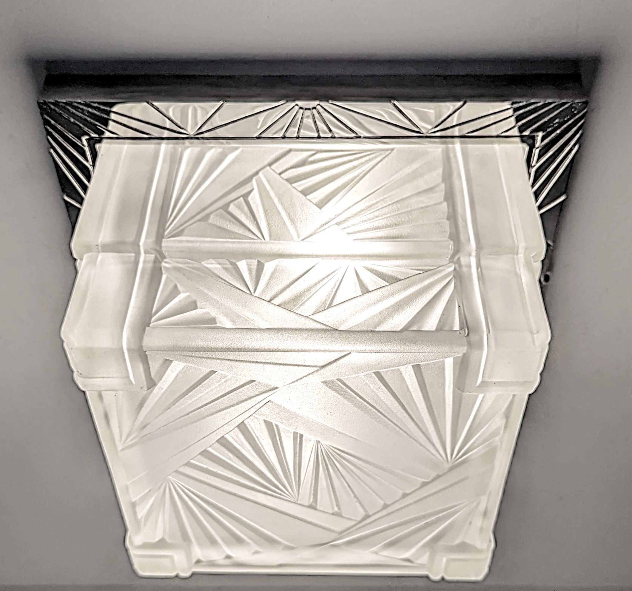 French Art Deco Geometric Flush Mount or Sconce
