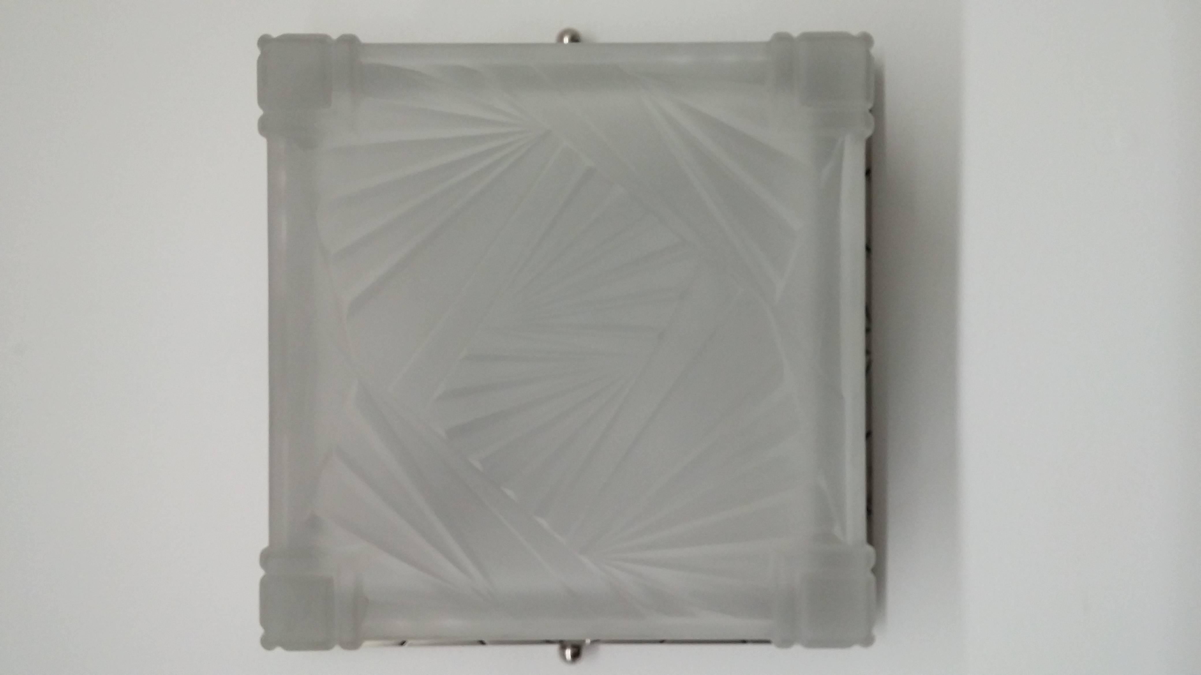 French Art Deco Geometric Flush Mount or Sconces For Sale 1