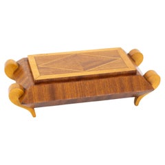 Caja de Madera de Marquetería Geométrica Art Decó Francesa