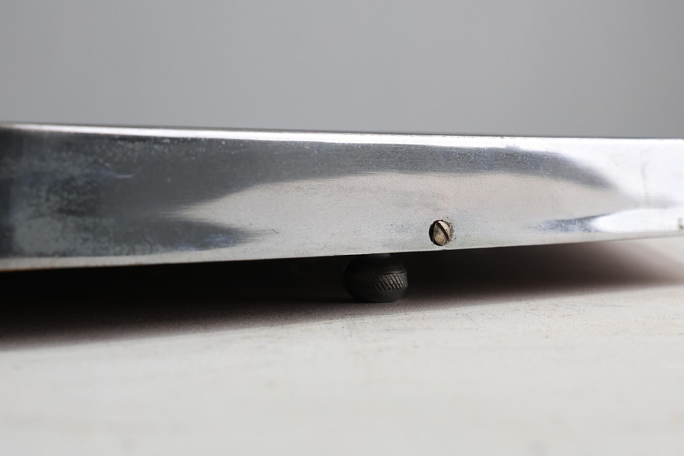 Französisches Art Deco geometrisches achteckiges Chrom- und Spiegelplateau, um 1930 im Angebot 5