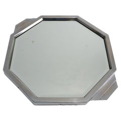 Meseta geométrica octogonal francesa Art Decó cromada y espejada, circa 1930