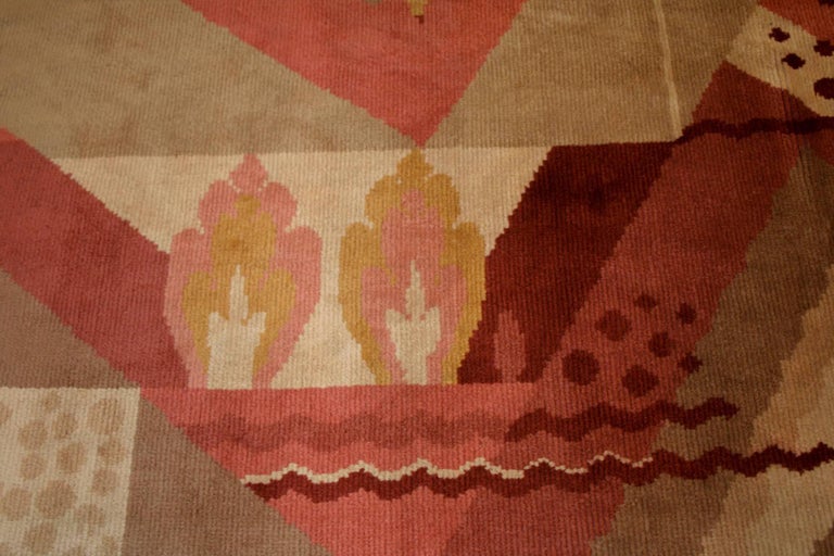 Antique French Art Deco Geometric Rug For Sale at 1stDibs