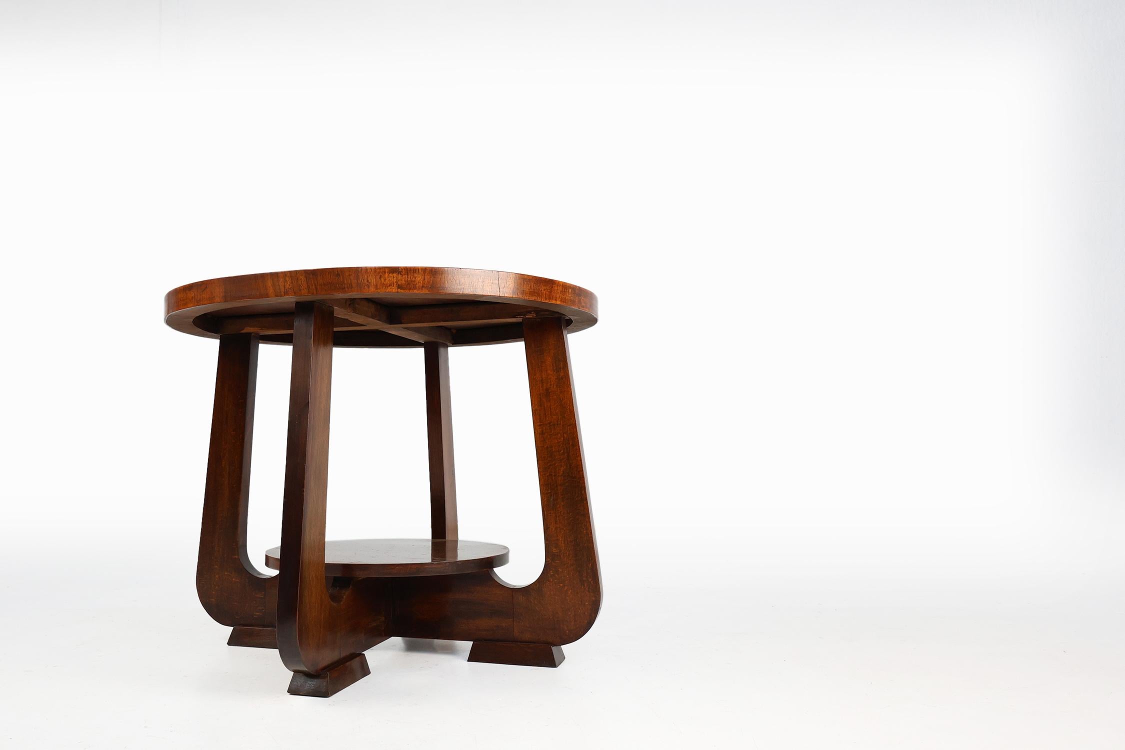 French Art Deco geometric side table with arched base, 1930s 4