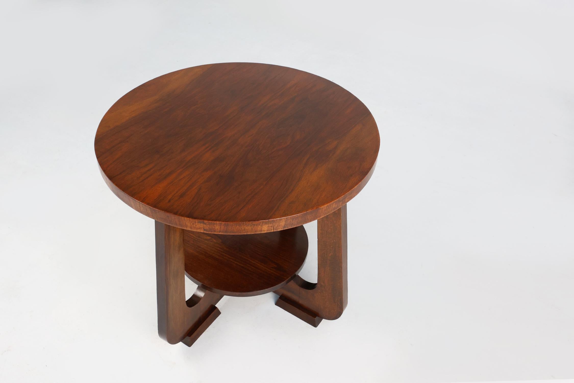 French Art Deco geometric side table with arched base, 1930s 1