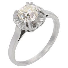 French Art Deco GIA 1.18 carat old mine cut diamond platinum engagement ring
