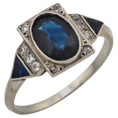 Antique French Art Deco GIA 1.65 carat no heat sapphire diamond platinum ring