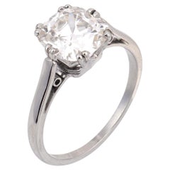 French Art Deco GIA 2.34 carat old mine cut diamond platinum engagement ring