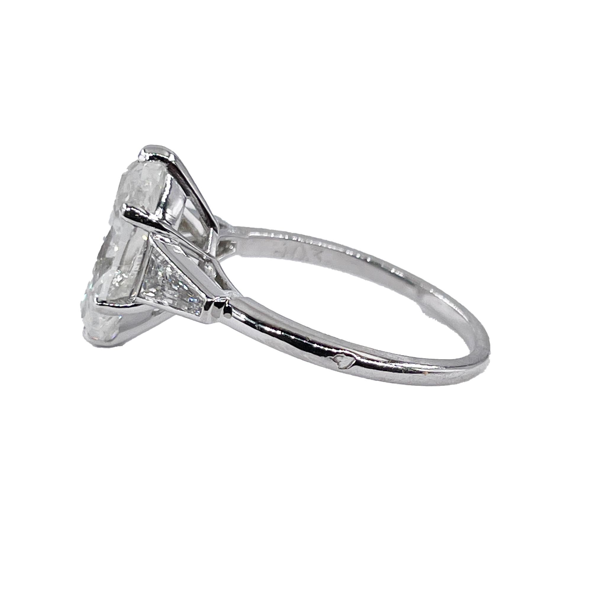 Women's French Art Deco GIA 4.43ctw Oval Dia Engagement Antique Vintage Platinum Ring