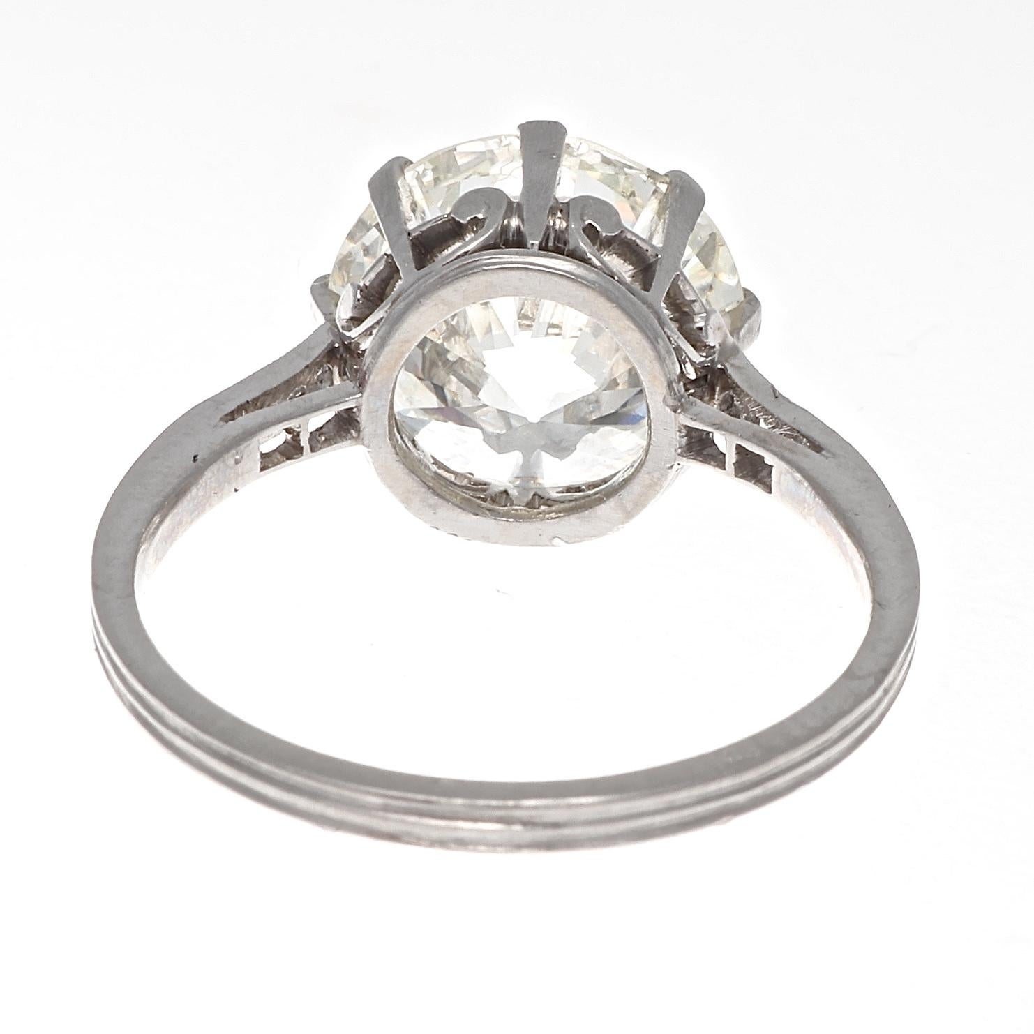 Women's French Art Deco GIA 5.00 Carat Diamond Platinum Engagement Ring