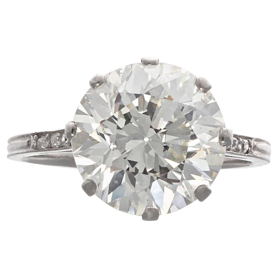 French Art Deco GIA 5.00 Carat Diamond Platinum Engagement Ring