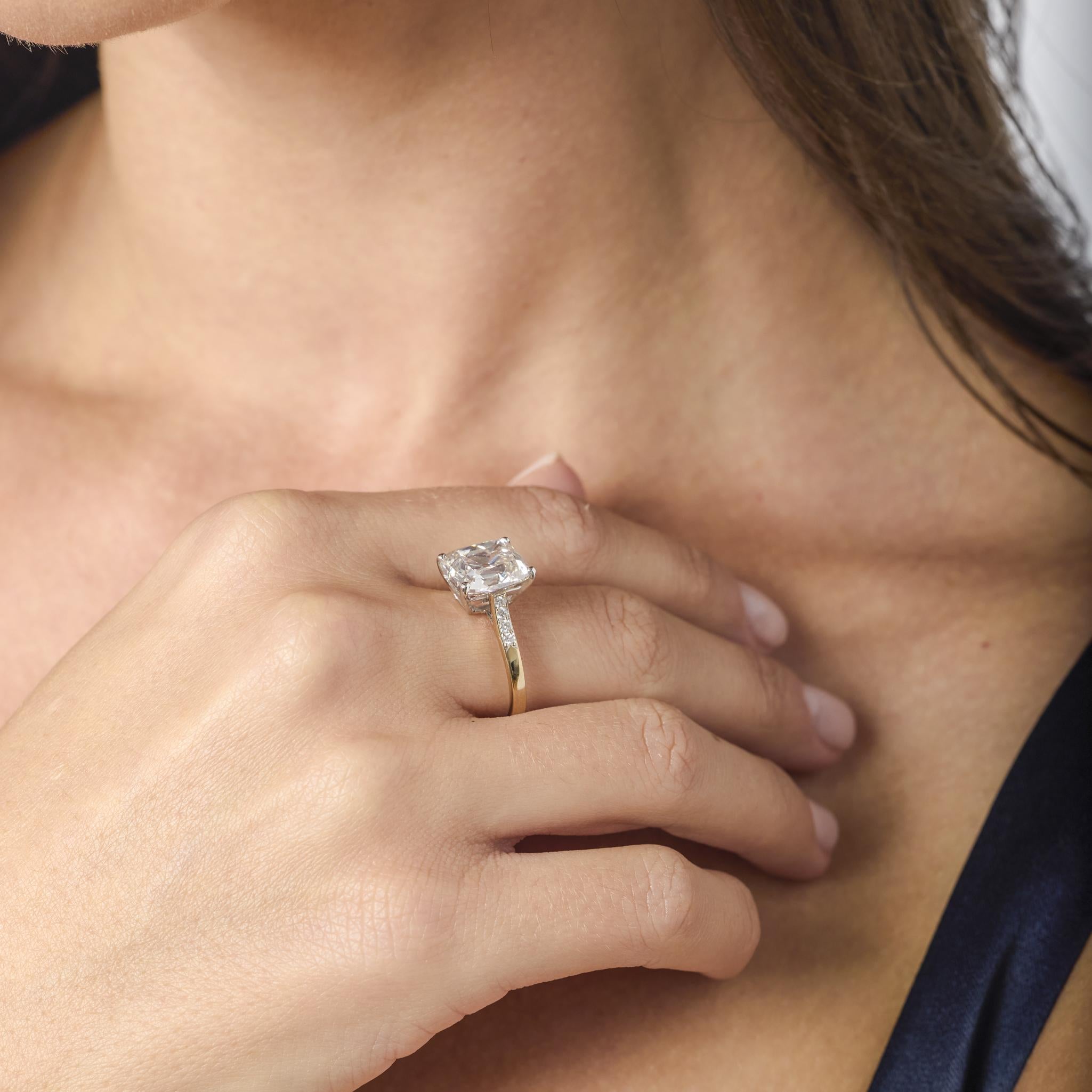 Bague de fiançailles Art déco français GIA 5,62 carats diamant taille ancienne Bon état - En vente à Beverly Hills, CA