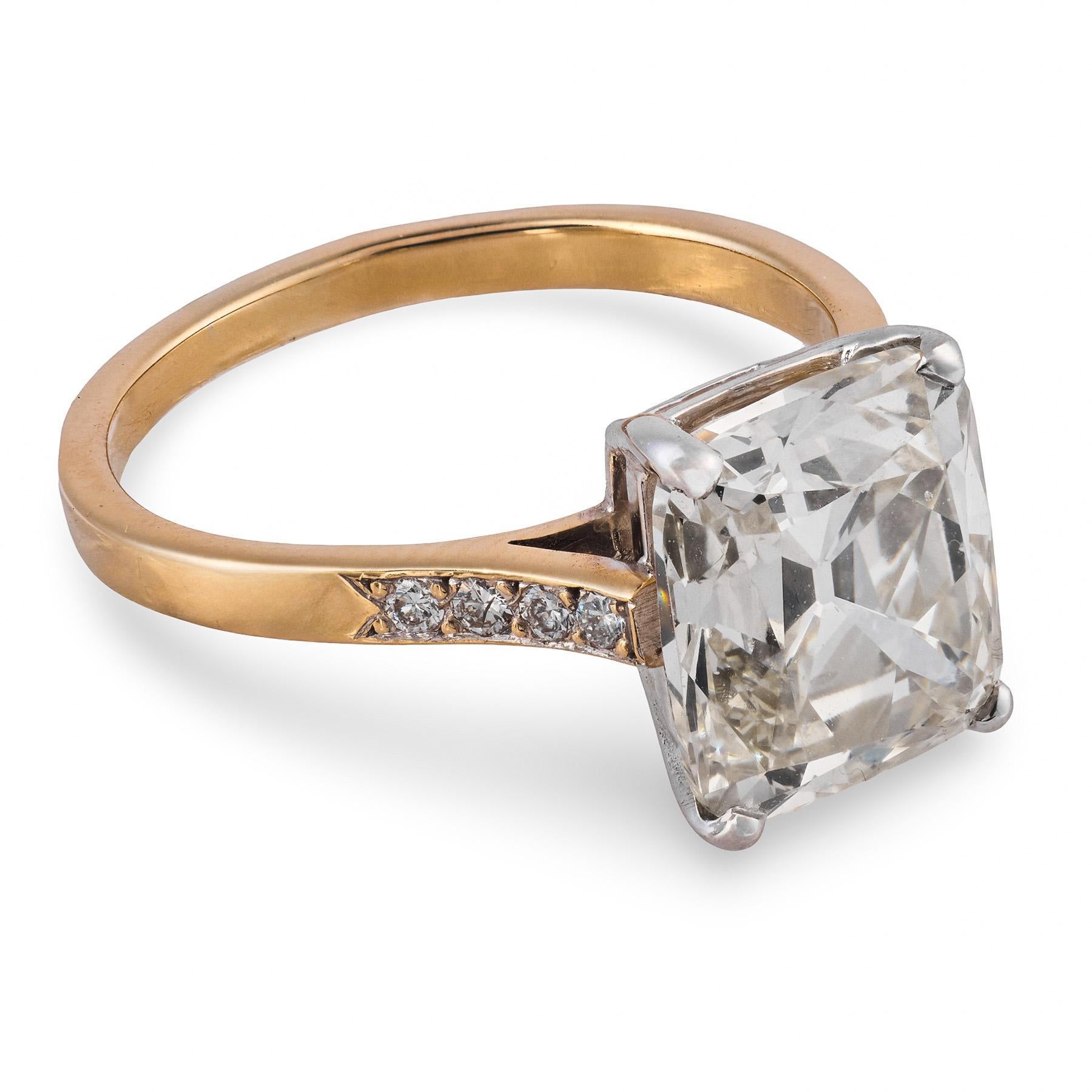 Bague de fiançailles Art déco français GIA 5,62 carats diamant taille ancienne Pour femmes en vente