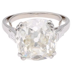Vintage French Art Deco GIA 7.60 Carat Old Mine Cut Diamond Platinum Ring