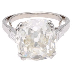 French Art Deco GIA 7.60 Carat Old Mine Cut Diamond Platinum Ring