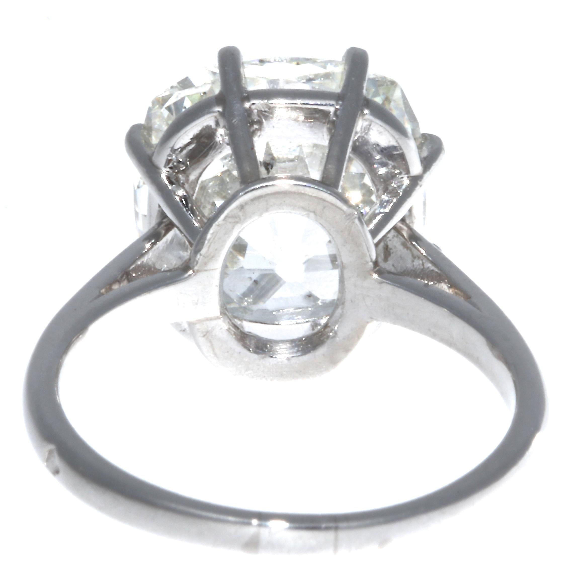 French Art Deco GIA Certified 6.33 Carat Old Mine Cut Diamond Platinum Ring 3