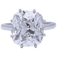 Vintage French Art Deco GIA Certified 6.33 Carat Old Mine Cut Diamond Platinum Ring