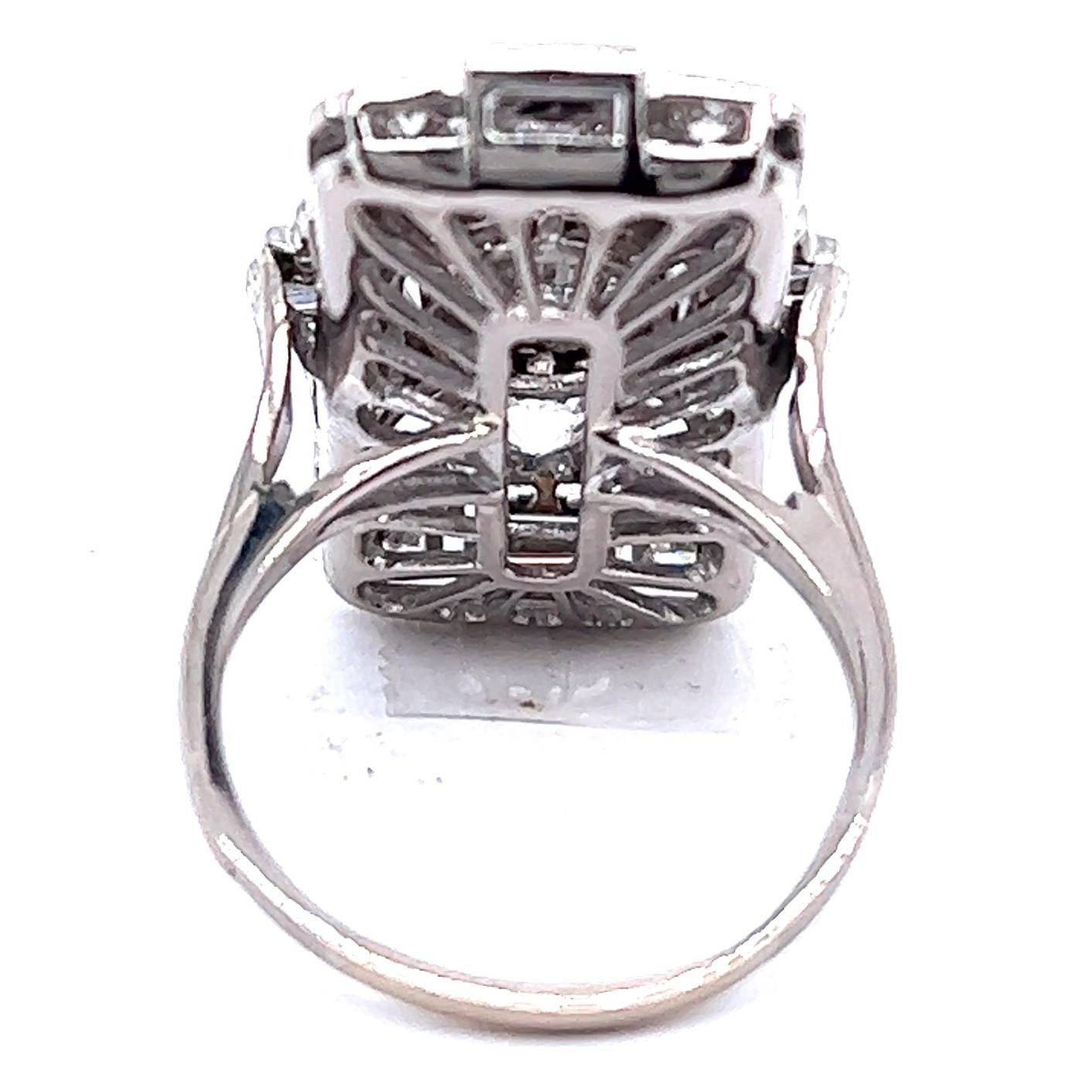 French Art Deco GIA Diamond Platinum Cocktail Ring 2