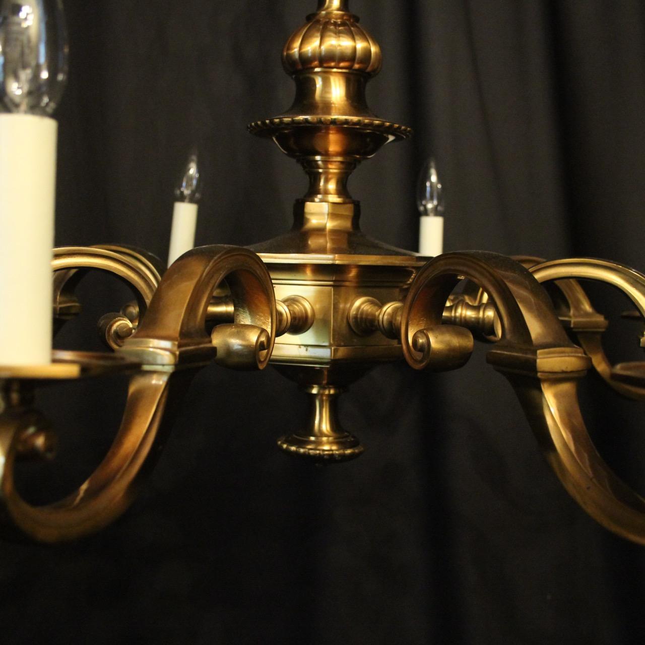 French Art Deco Gilded Bronze 8-Light Antique Chandelier 2