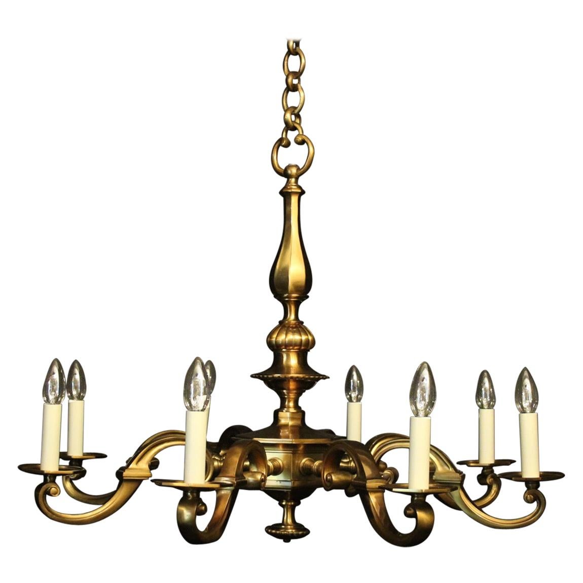 French Art Deco Gilded Bronze 8-Light Antique Chandelier