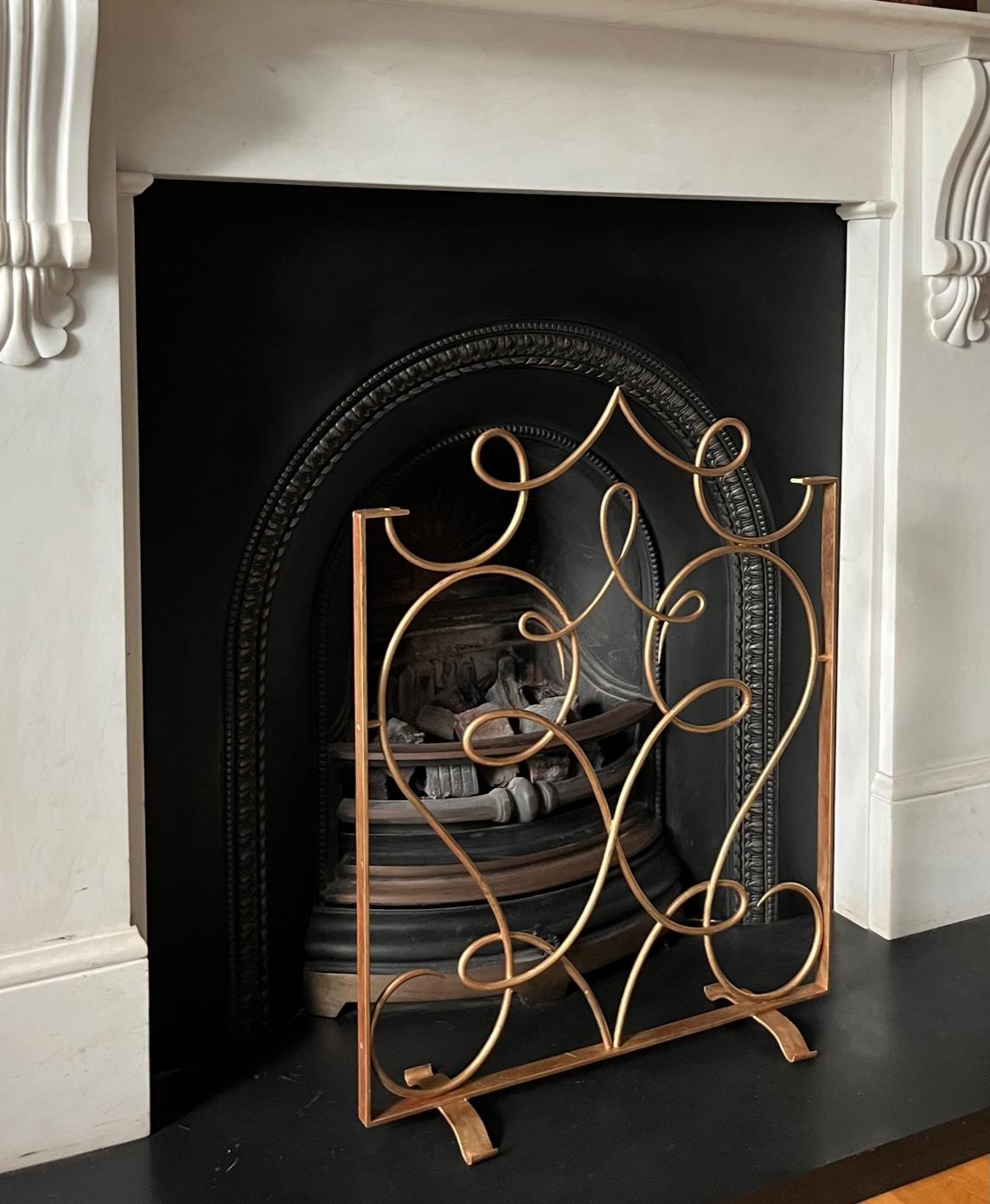 French Art Deco Gilded Iron Fire Screen By Rene Prou In Good Condition In London, GB