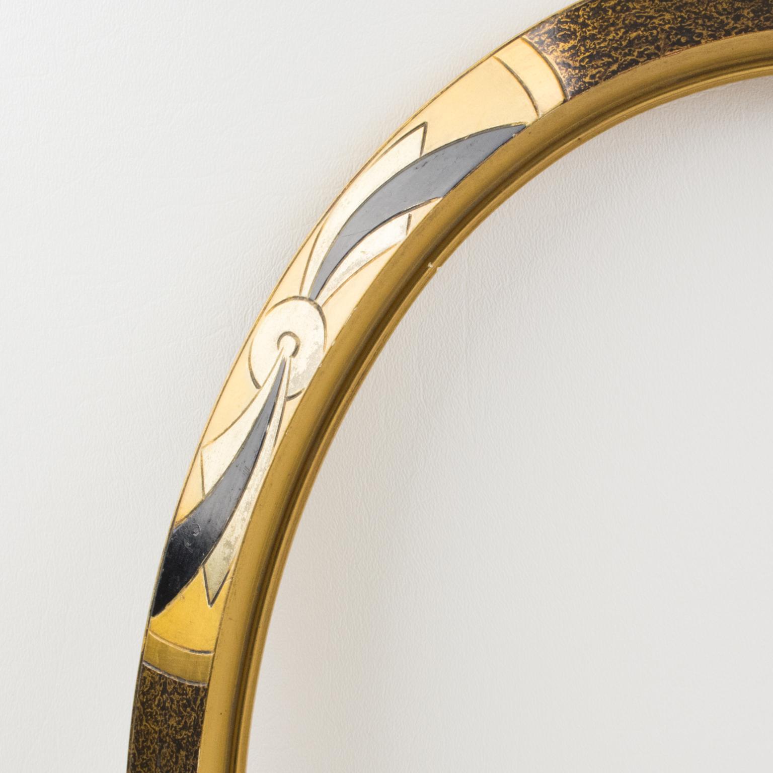 French Art Deco Gilded Wood Oval Frame for Painting, Drawing or Mirror, France 1930s
