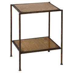 French Art Deco Gilt and Wrought Iron Verre Eglomisé Side Table