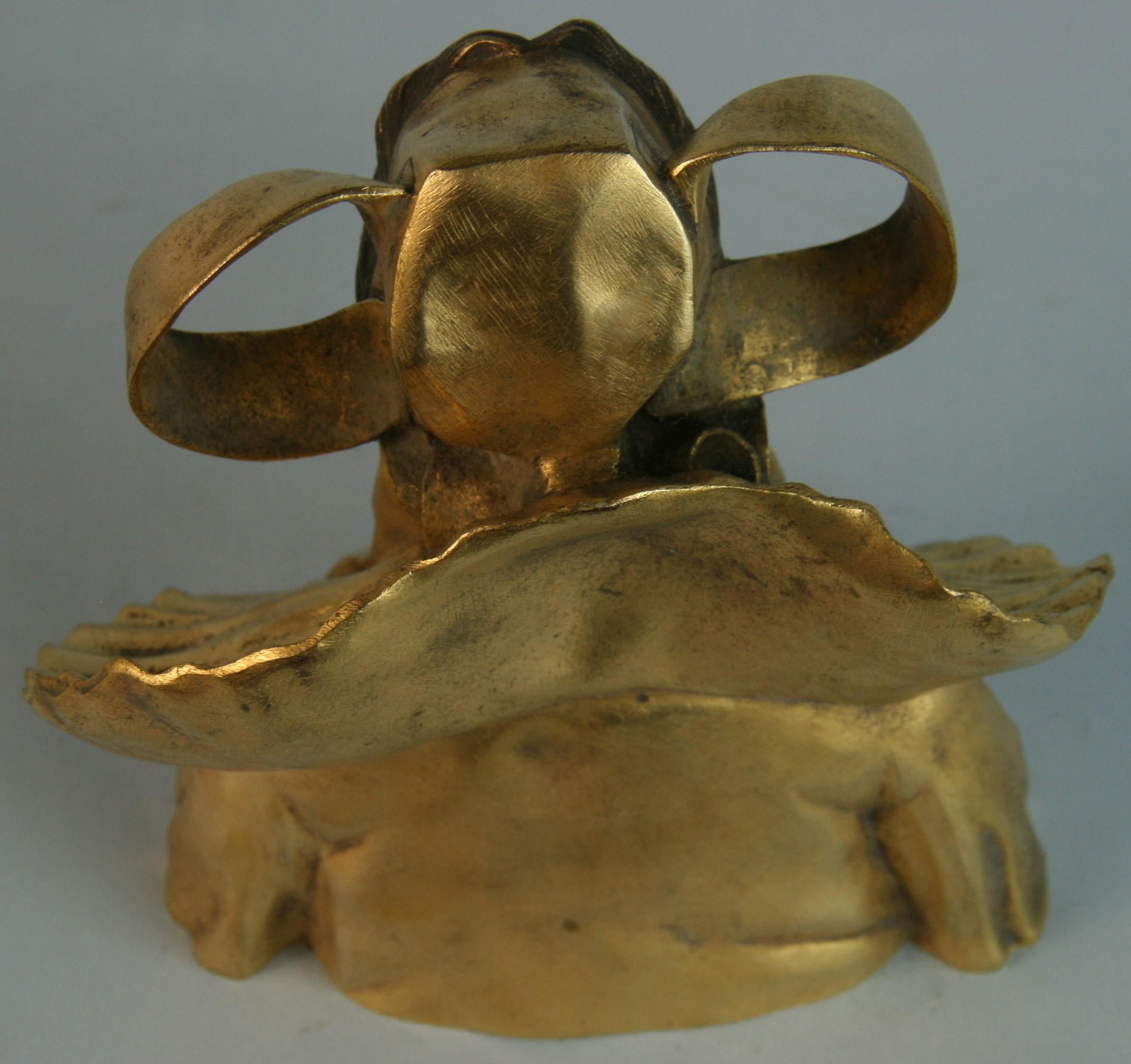 French Art Deco Gilt Brass Figural Sculpture by  Louis Sosson For Sale 2
