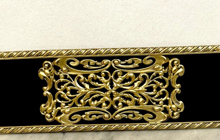 20th Century French Art Deco Gilt Bronze & Black Enameled Glass Picture Frame For Sale