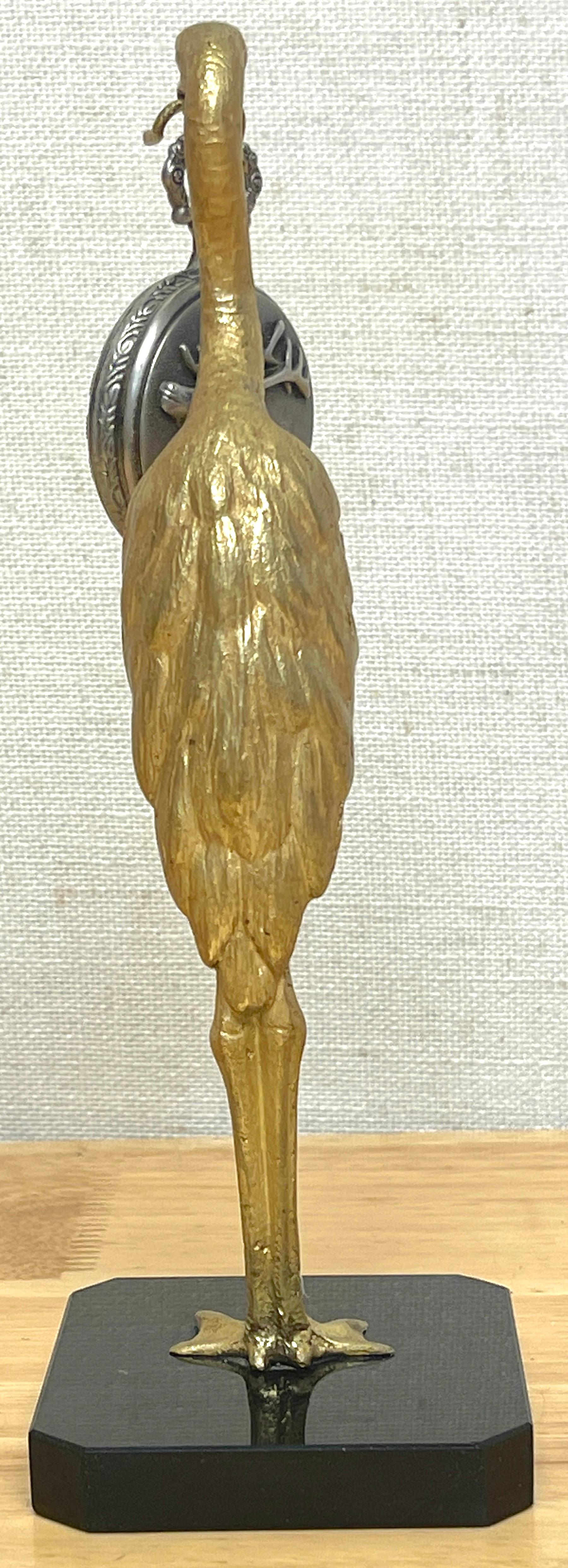 Porte-montre de poche Art déco français debout, en bronze doré, oiseau et serpent en vente 3