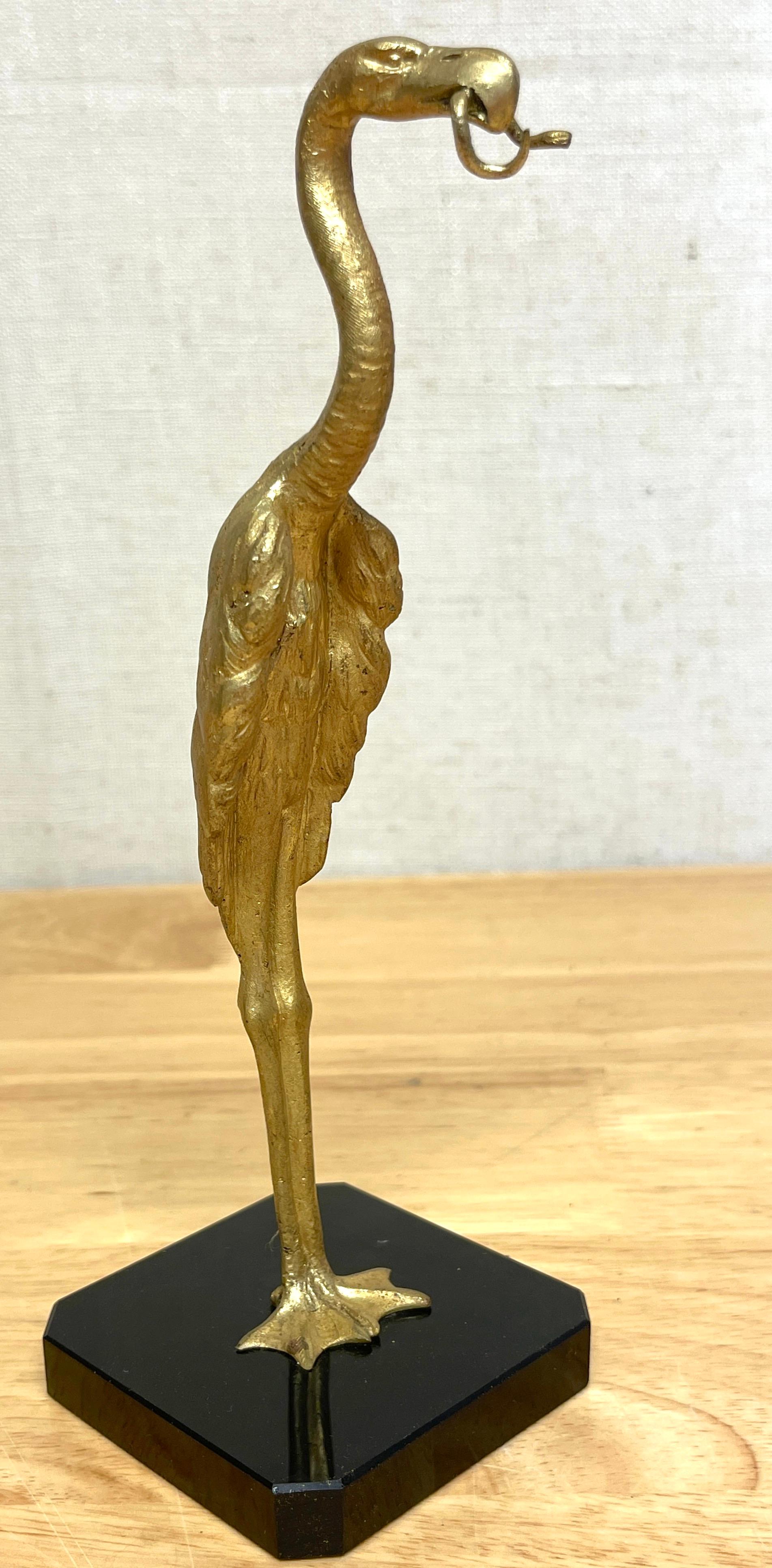 French Art Deco Gilt Bronze Standing Bird & Serpent Pocket Watch Holder For Sale 8