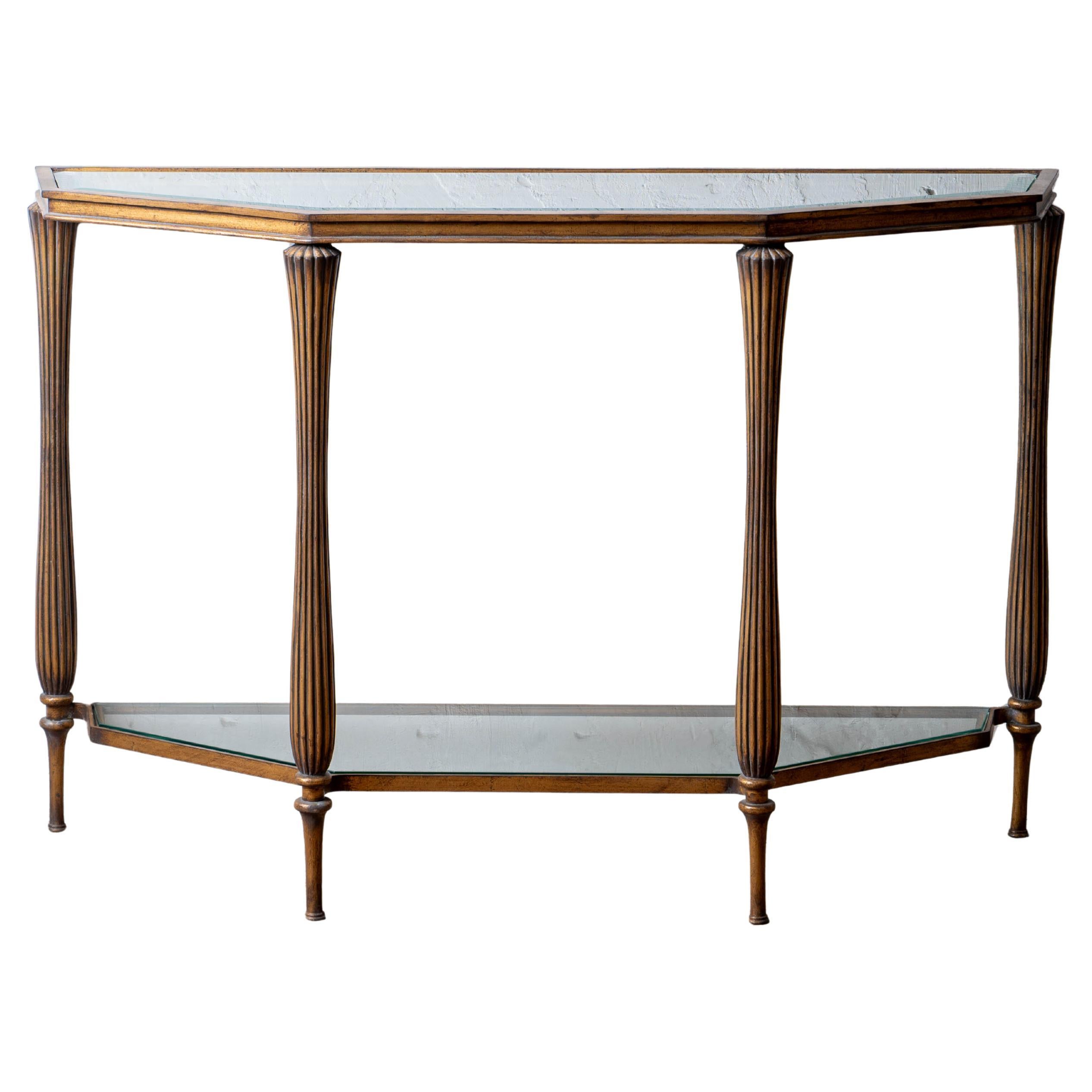 French Art Deco Gilt Console Table, c.1970s For Sale