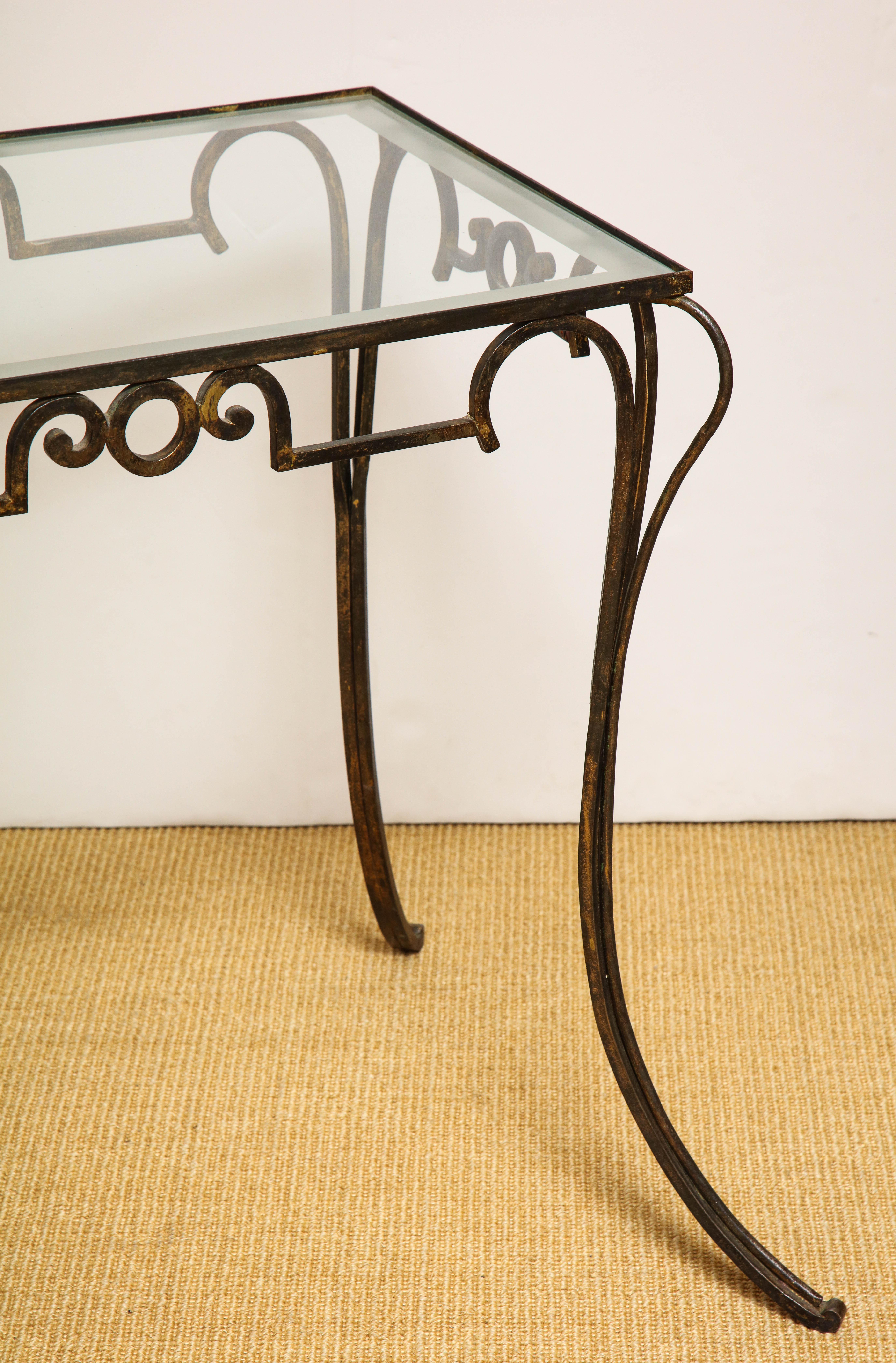 European French Art Deco Gilt Iron Table For Sale