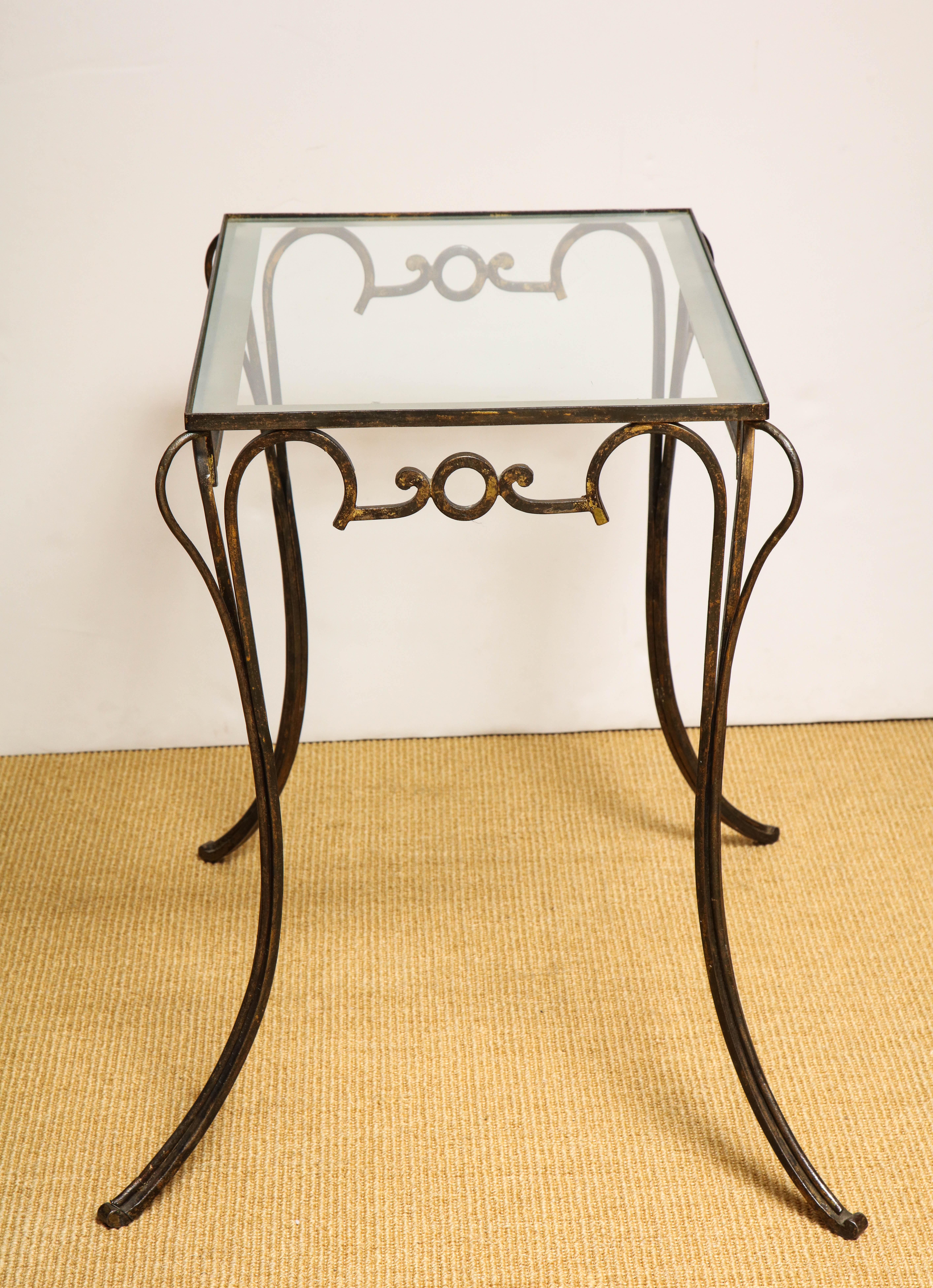 French Art Deco Gilt Iron Table In Good Condition For Sale In New York, NY