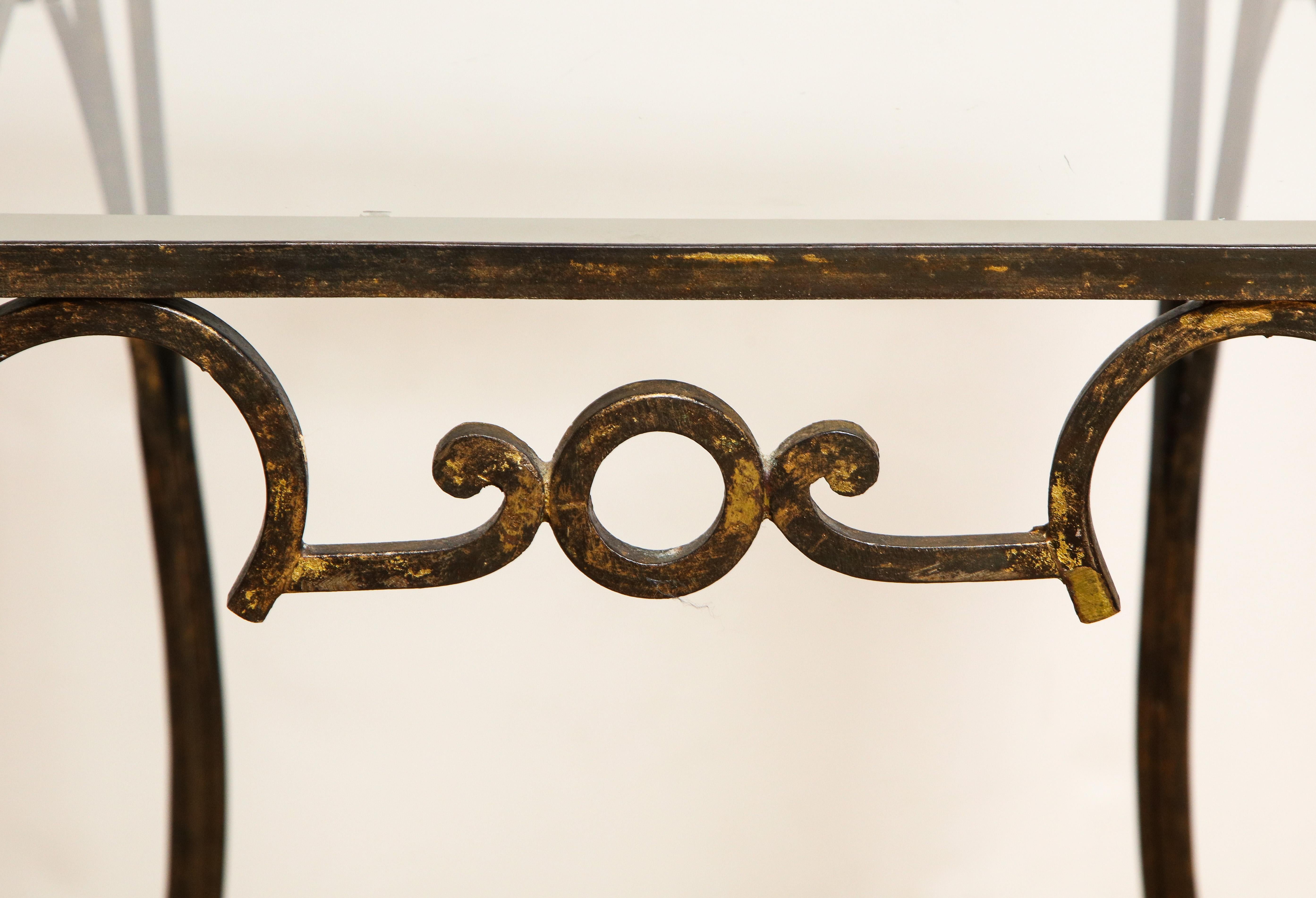 20th Century French Art Deco Gilt Iron Table For Sale