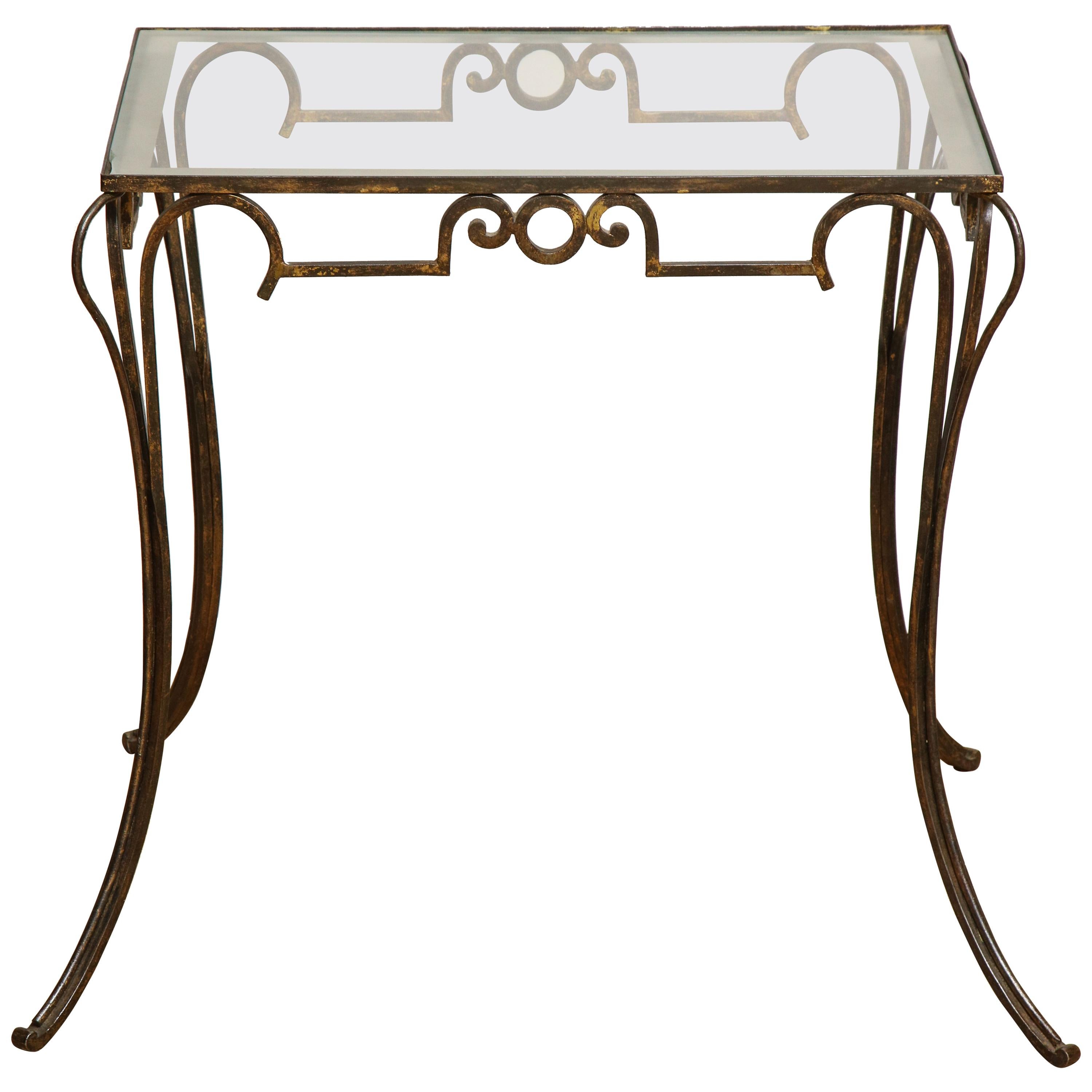French Art Deco Gilt Iron Table For Sale