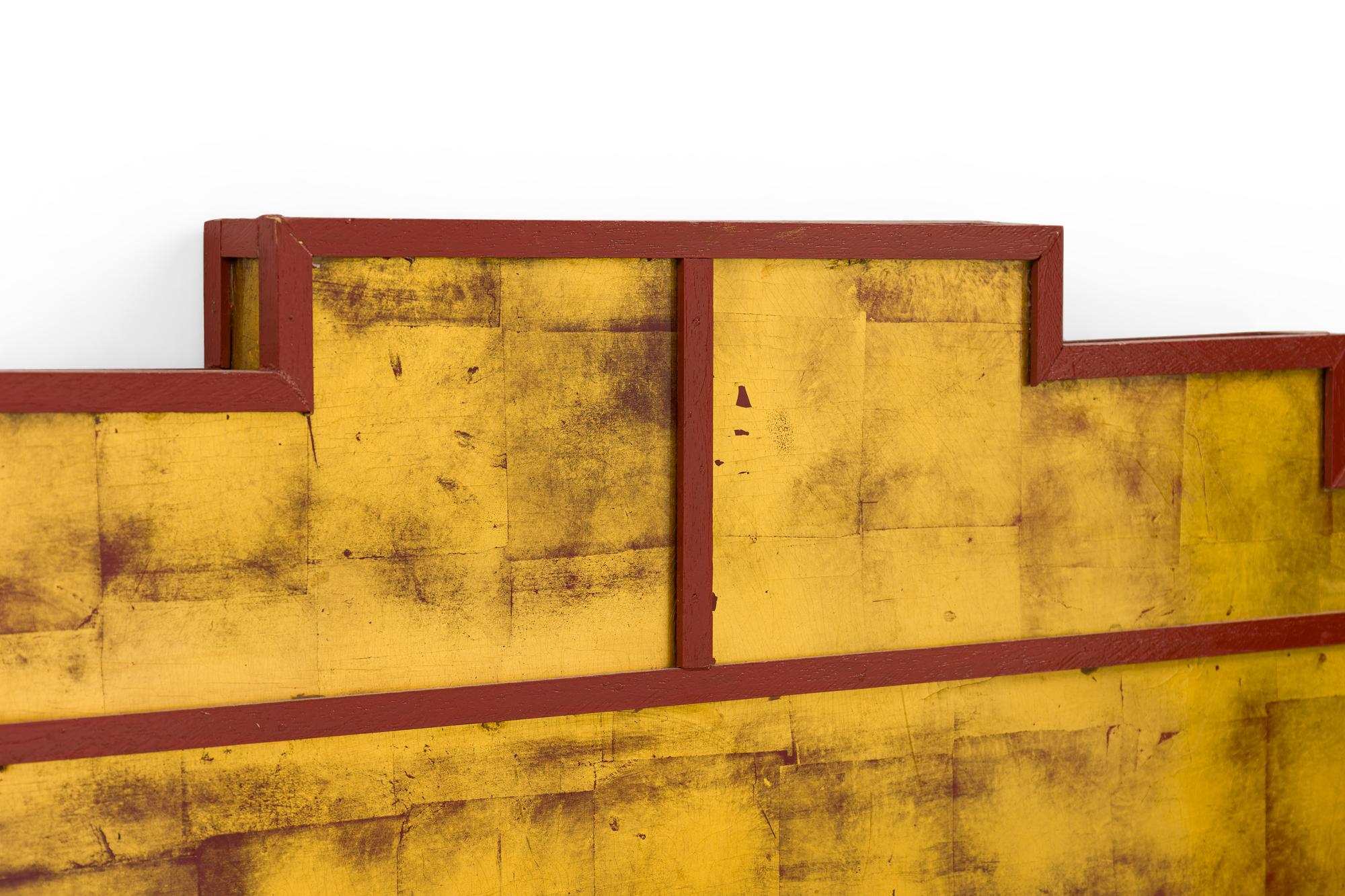 Wood French Art Deco Gilt King Sized Headboard For Sale